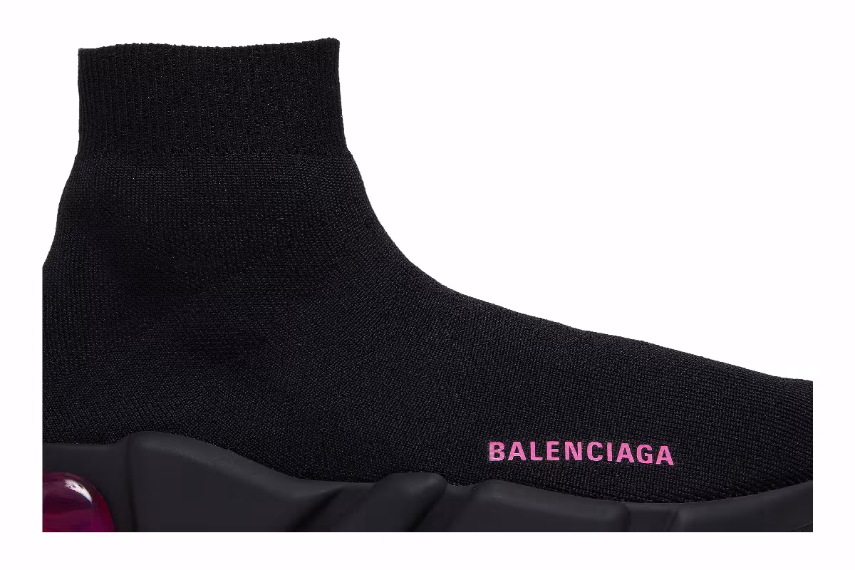 Balenciaga Women's Speed Sneaker Clear Sole - Black Fluo Pink, view 3