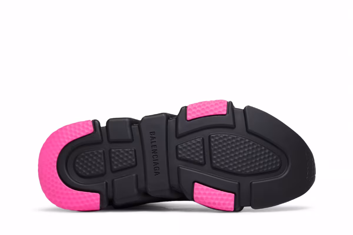 Balenciaga Women's Speed Sneaker Clear Sole - Black Fluo Pink, view 5