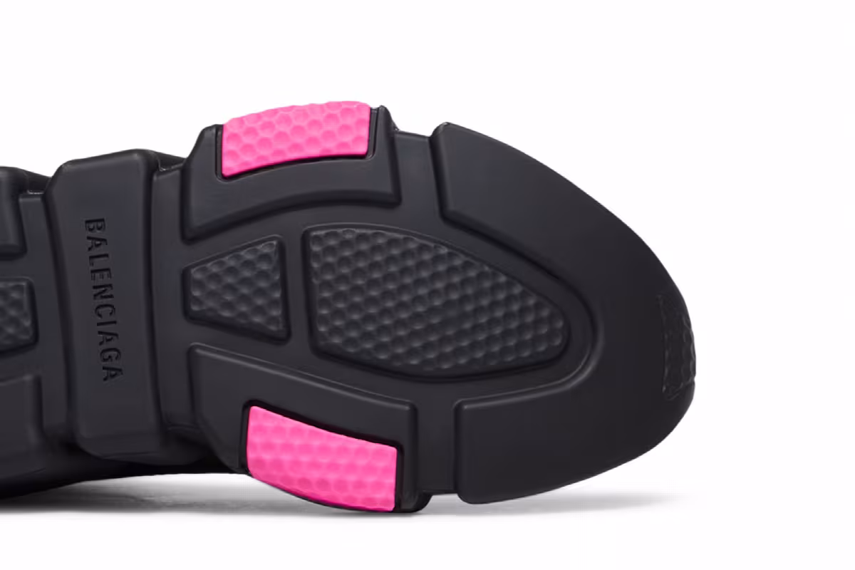 Balenciaga Women's Speed Sneaker Clear Sole - Black Fluo Pink, view 6