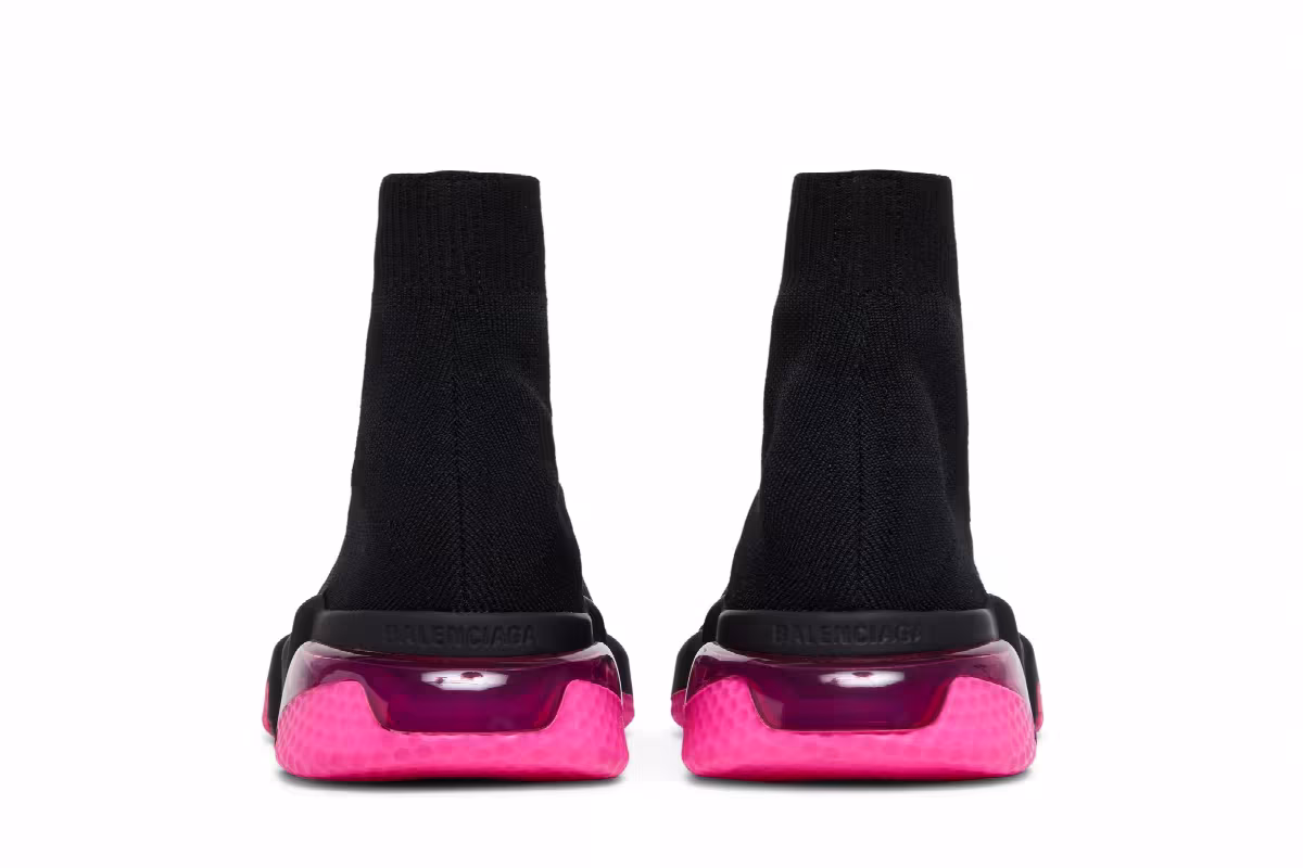 Balenciaga Women's Speed Sneaker Clear Sole - Black Fluo Pink, view 7