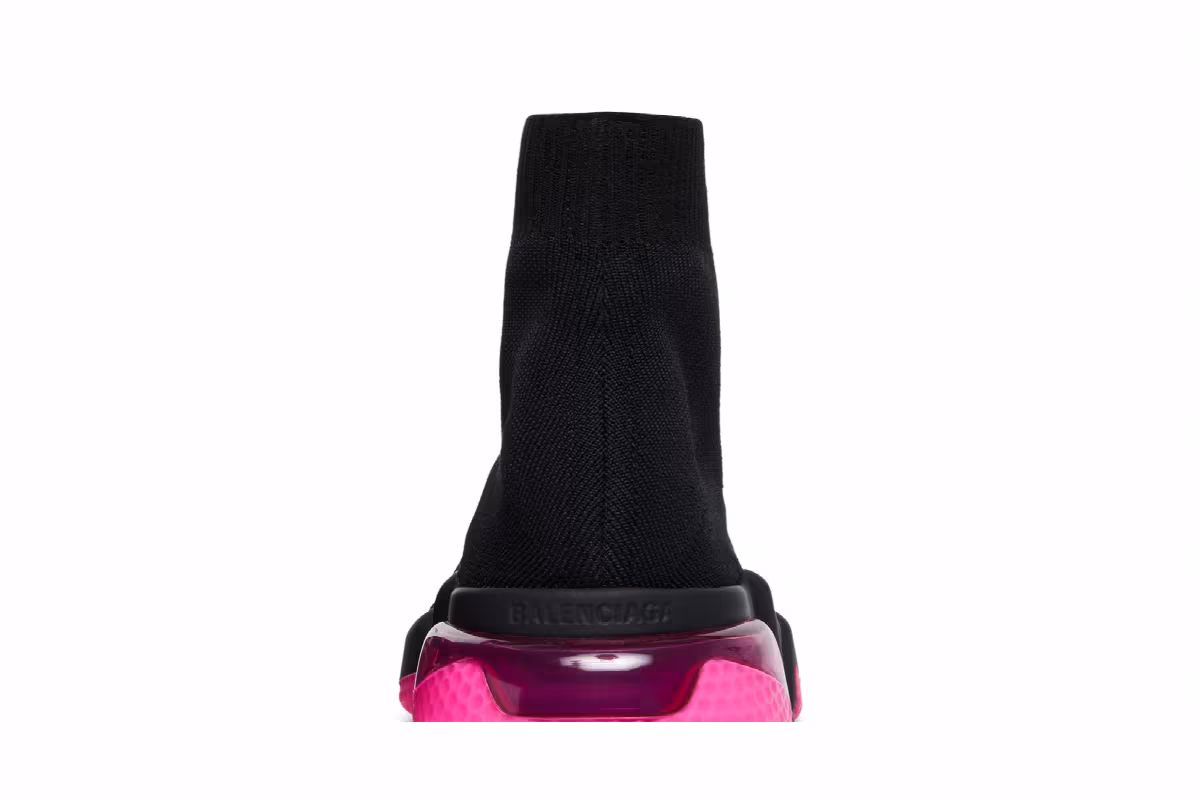 Balenciaga Women's Speed Sneaker Clear Sole - Black Fluo Pink, view 8