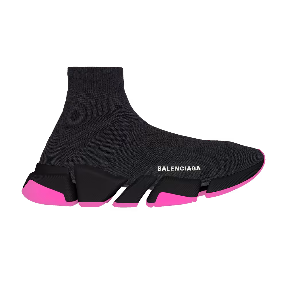 Balenciaga Women's Speed 2.0 Sneaker Black Neon Pink
