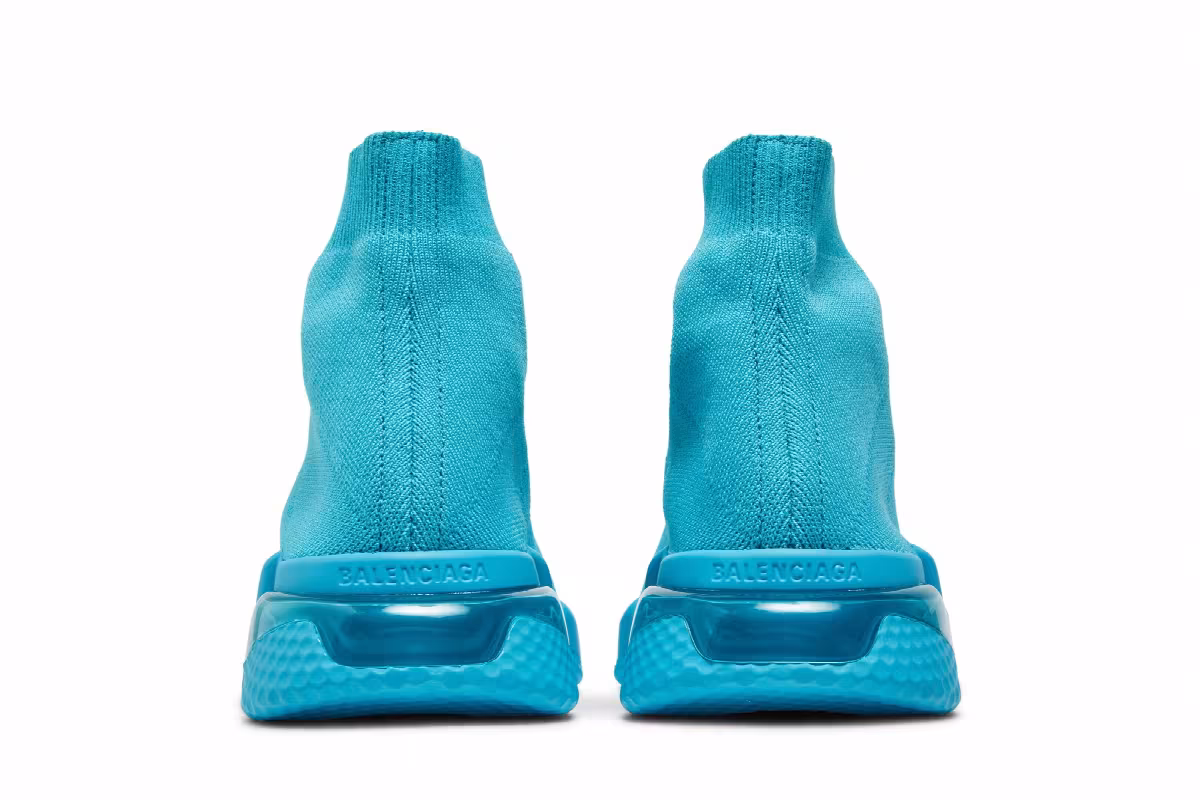 Balenciaga Women's Speed Sneaker Clear Sole - Light Blue, view 7