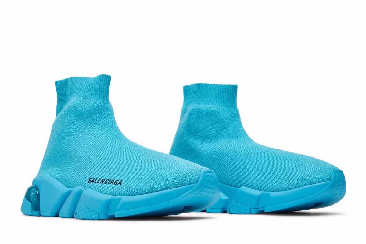 Balenciaga Women's Speed Sneaker Clear Sole - Light Blue, view 9