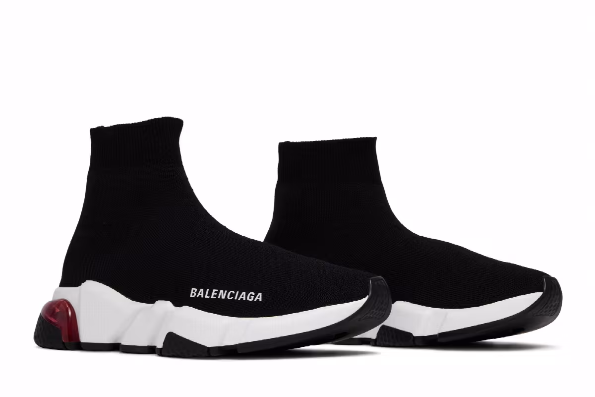 Balenciaga Women's Speed Sneaker Clear Sole - Black Pink, view 9