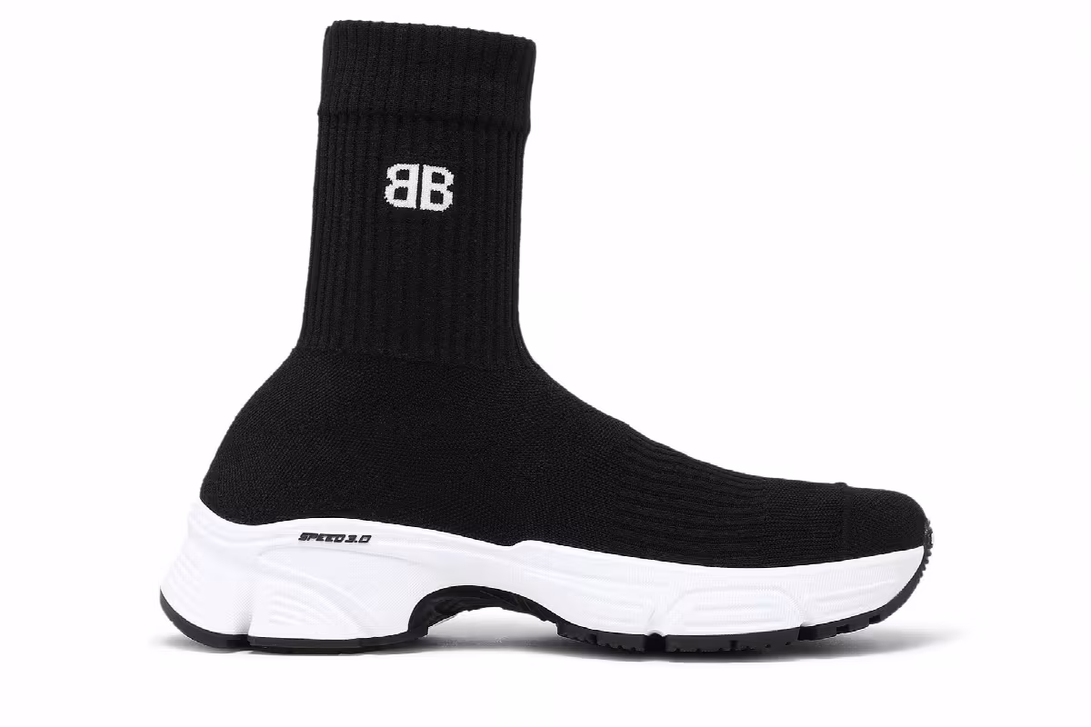Balenciaga Women's Speed 3.0 Sneaker Black White, view 2