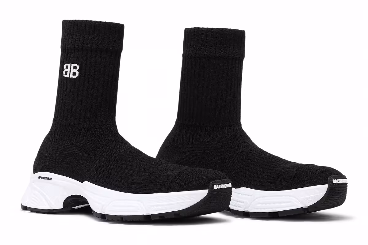 Balenciaga Women's Speed 3.0 Sneaker Black White, view 9
