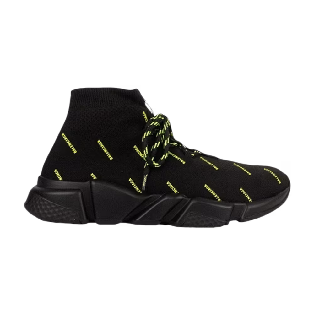 Balenciaga Speed Lace-Up All Over Print - Black Yellow Fluo