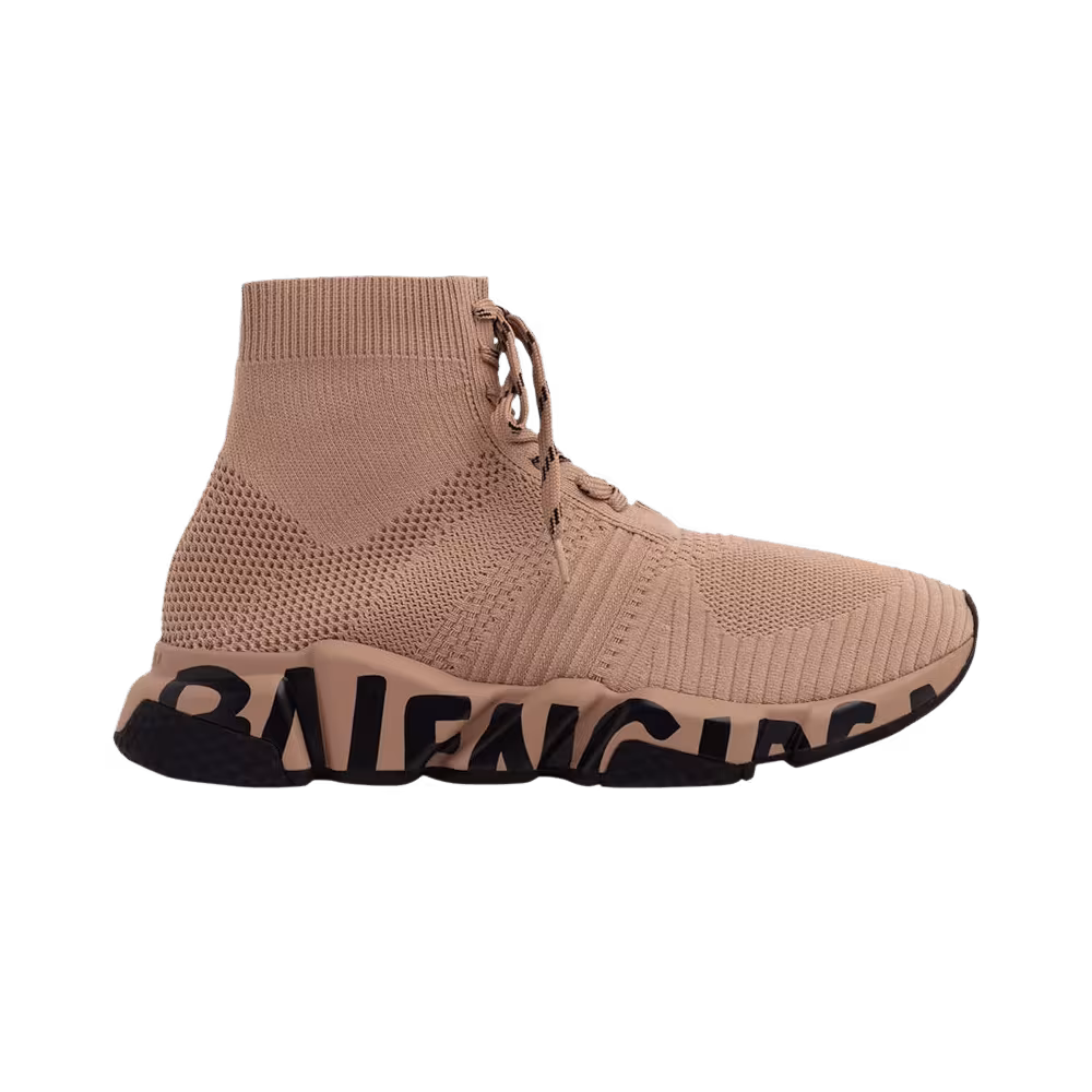 Balenciaga Women's Speed Lace Up Trainer Midsole Graffiti - Nude