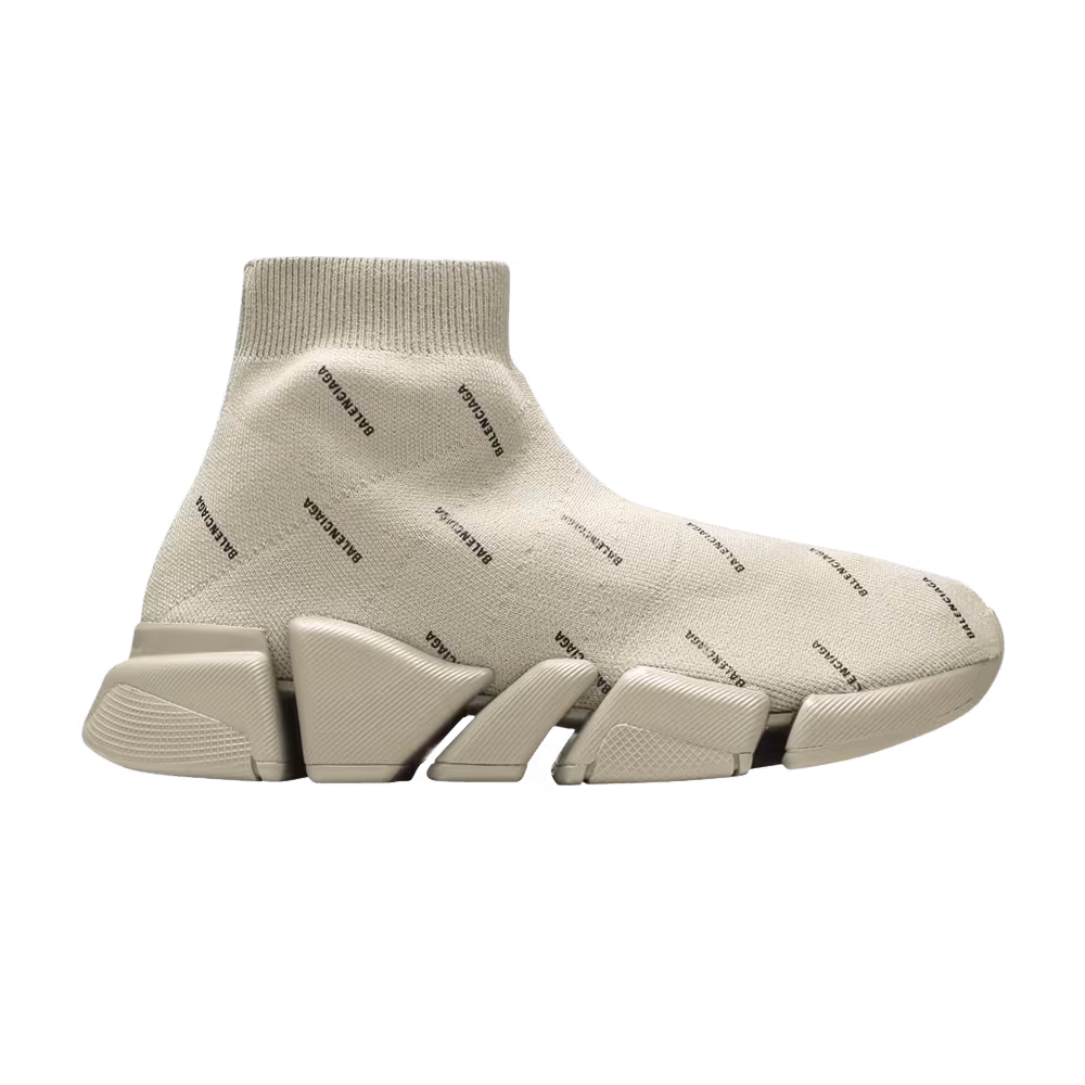 Balenciaga Women's Speed 2.0 Sneaker Allover Logo - Sand
