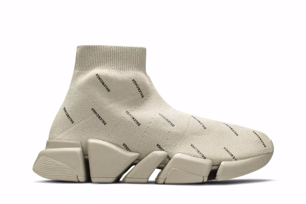 Balenciaga Women's Speed 2.0 Sneaker Allover Logo - Sand, view 2
