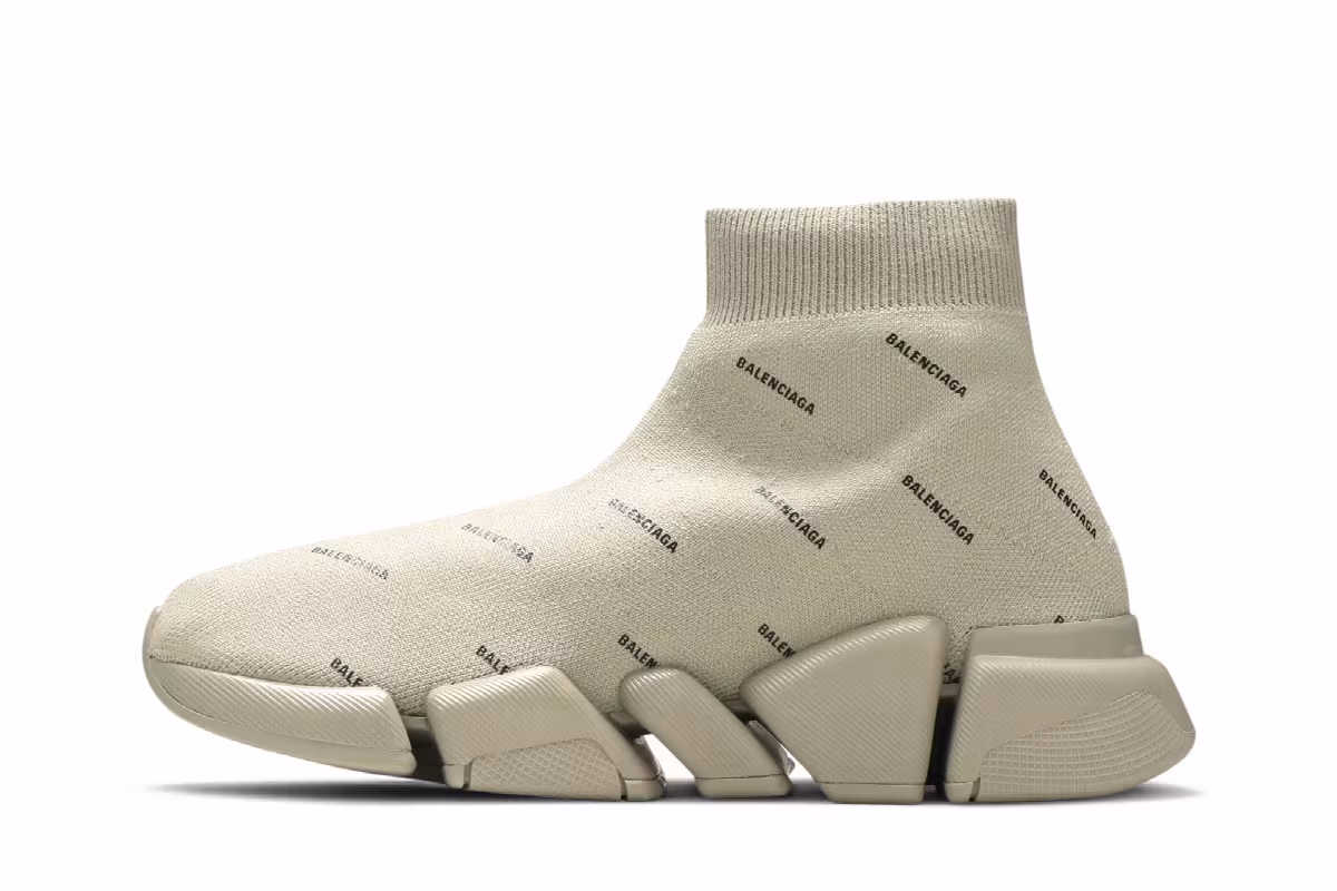 Balenciaga Women's Speed 2.0 Sneaker Allover Logo - Sand, view 4