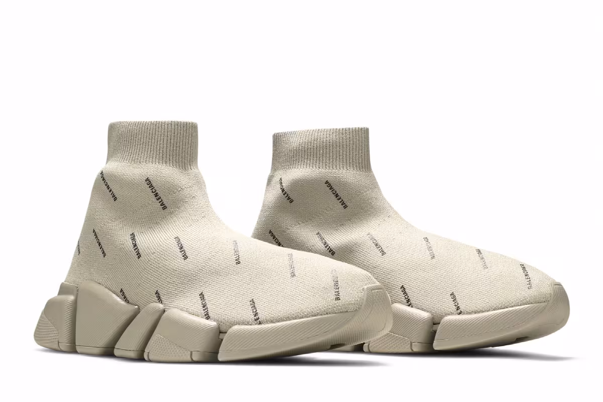 Balenciaga Women's Speed 2.0 Sneaker Allover Logo - Sand, view 9