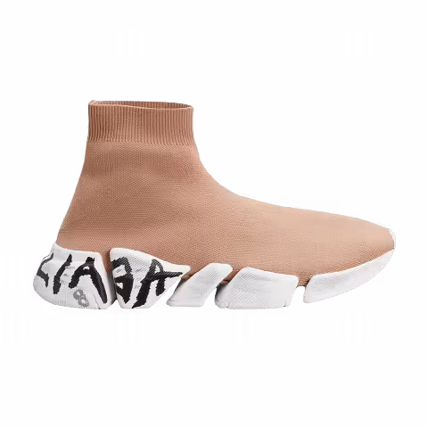 Balenciaga Wmns Speed 2 Graffiti Sock Bootie 'Dark Beige White Black'