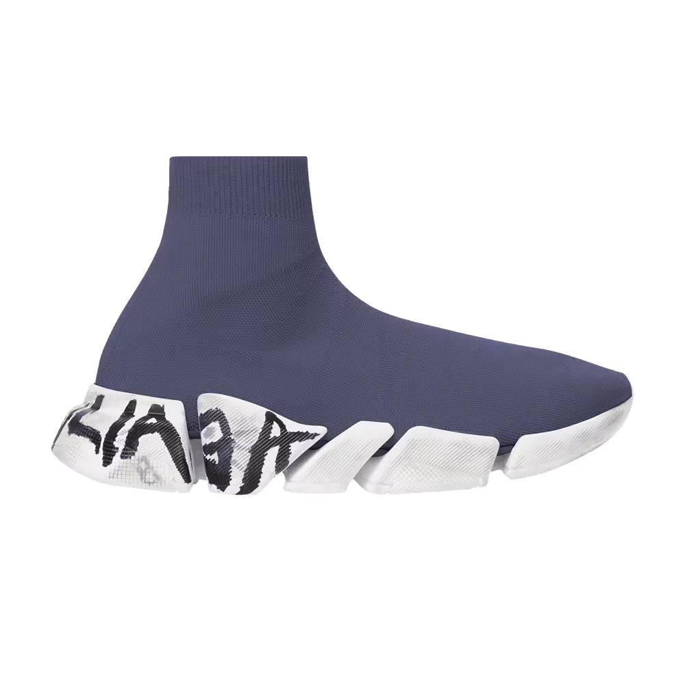 Balenciaga Speed 2.0 Sneaker Worn-Out Graffiti - Dark Grey
