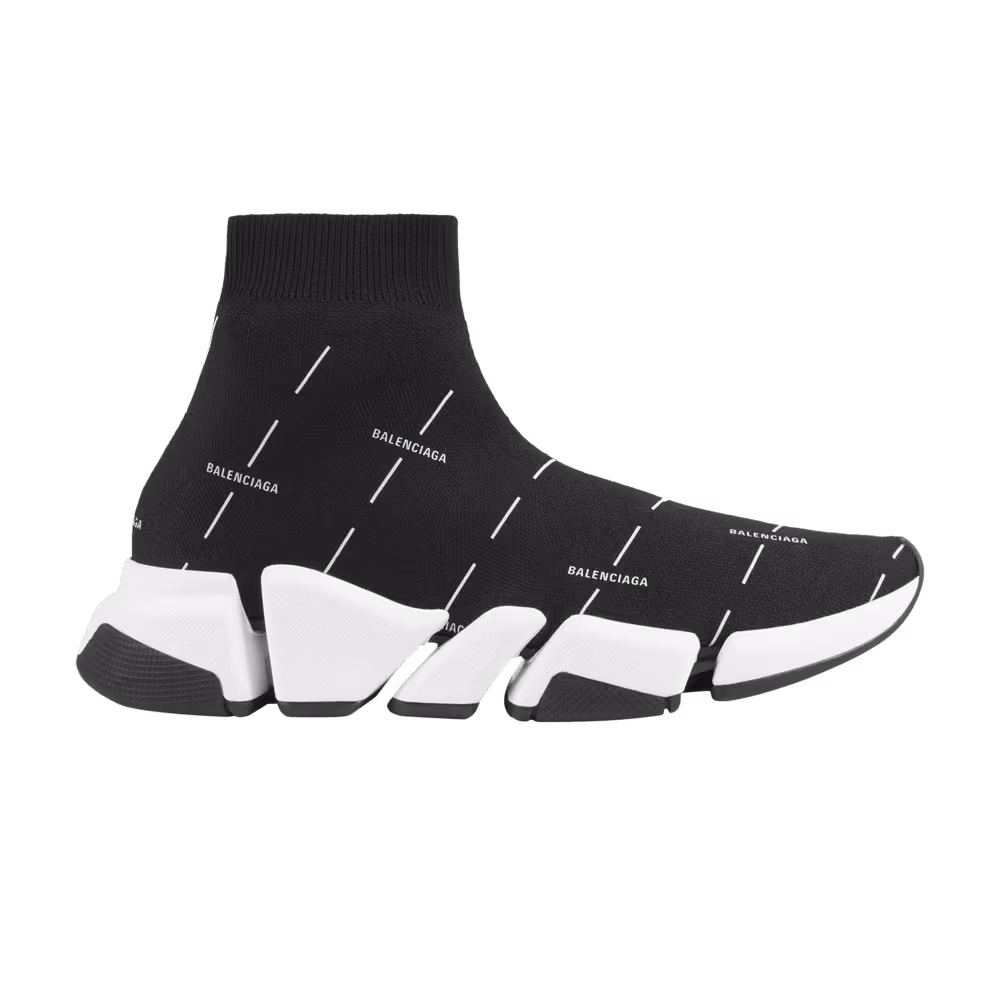 Balenciaga Women's Speed 2.0 Sneaker Black Logo Licence Printed