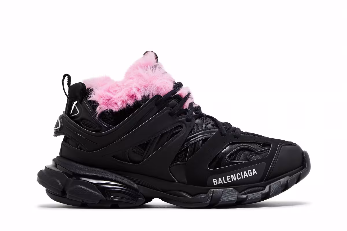 Balenciaga Women's Track Sneaker Fake Fur - Black Pink, view 2