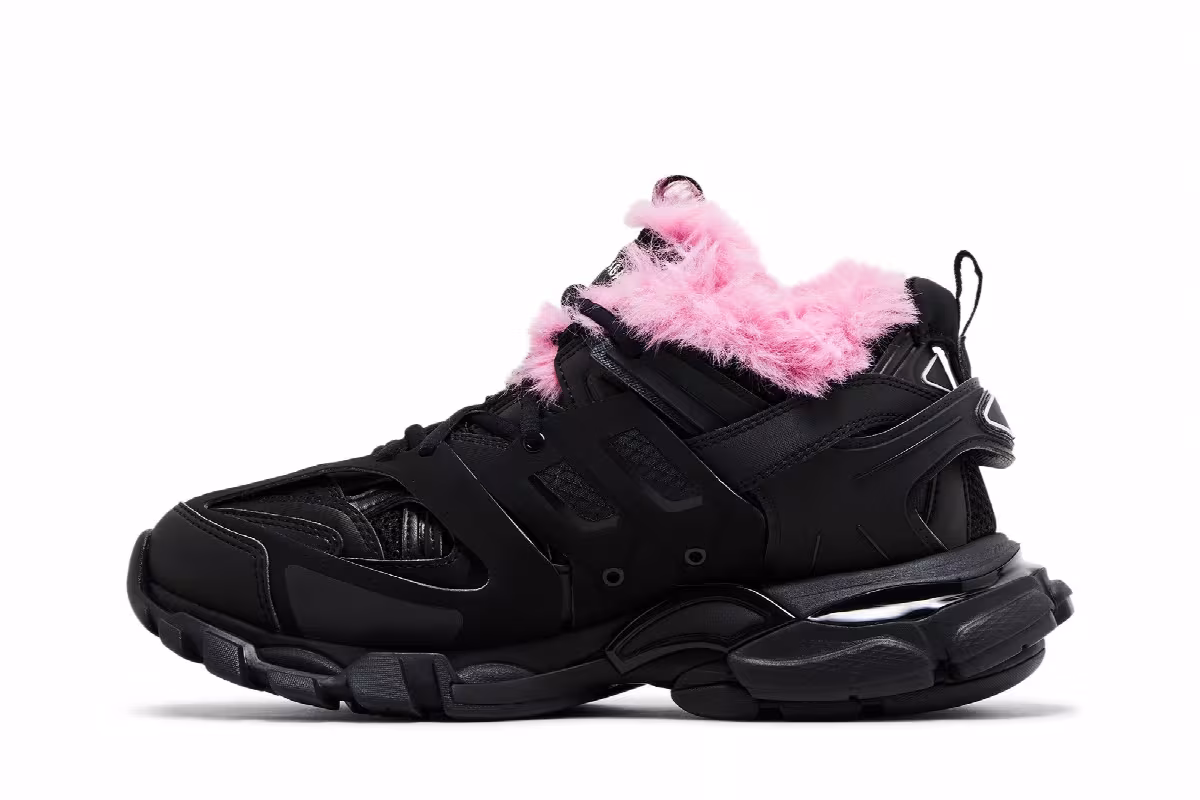 Balenciaga Women's Track Sneaker Fake Fur - Black Pink, view 4