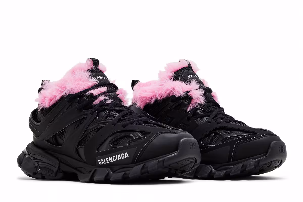 Balenciaga Women's Track Sneaker Fake Fur - Black Pink, view 9