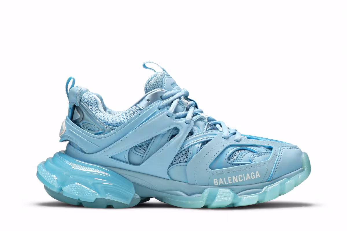 Balenciaga Women's Track Sneaker Clear Sole - Light Blue, view 2