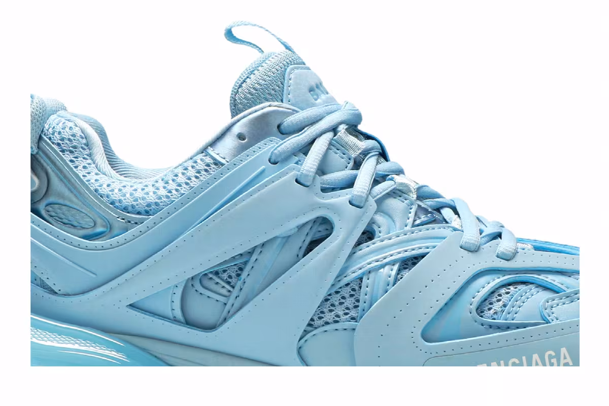 Balenciaga Women's Track Sneaker Clear Sole - Light Blue, view 3