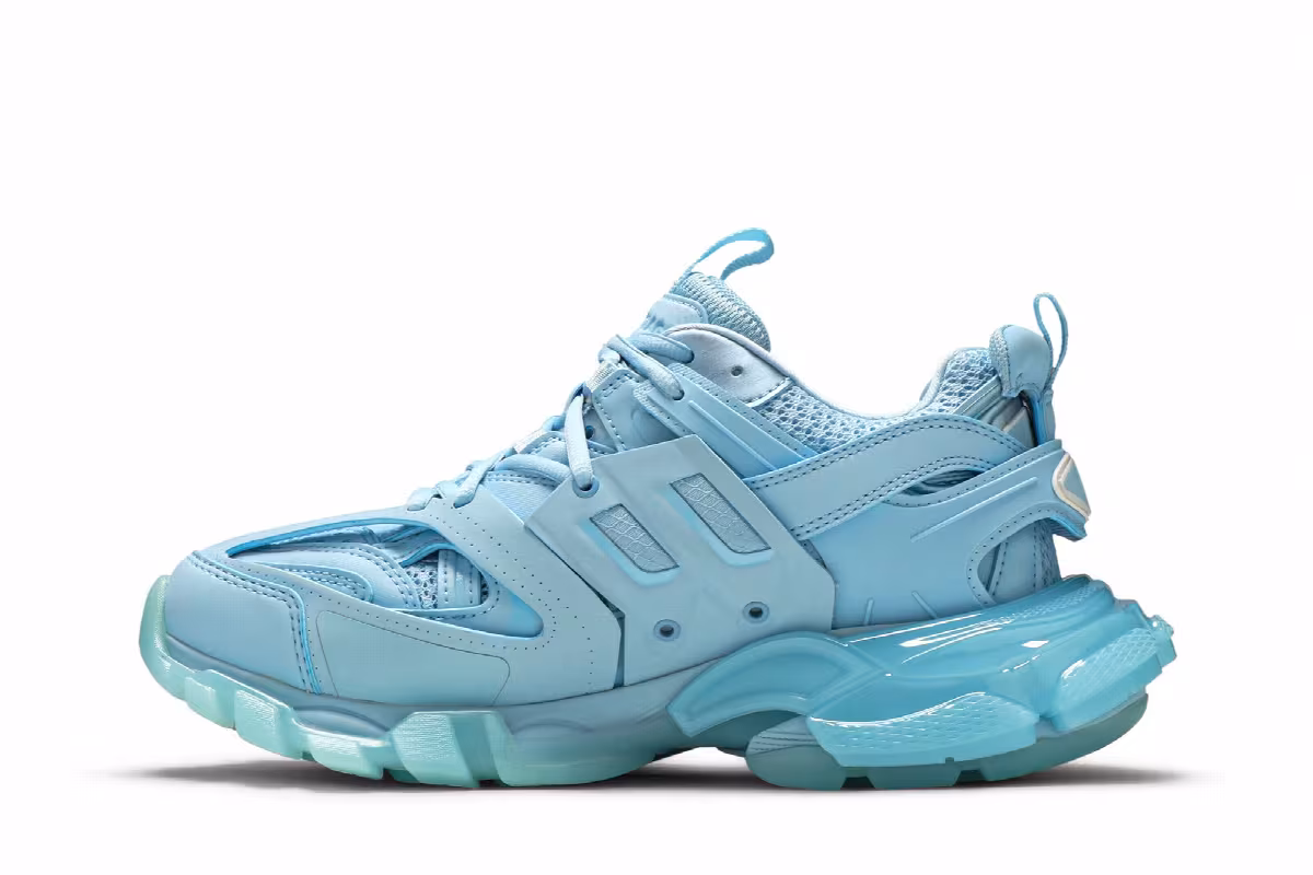 Balenciaga Women's Track Sneaker Clear Sole - Light Blue, view 4