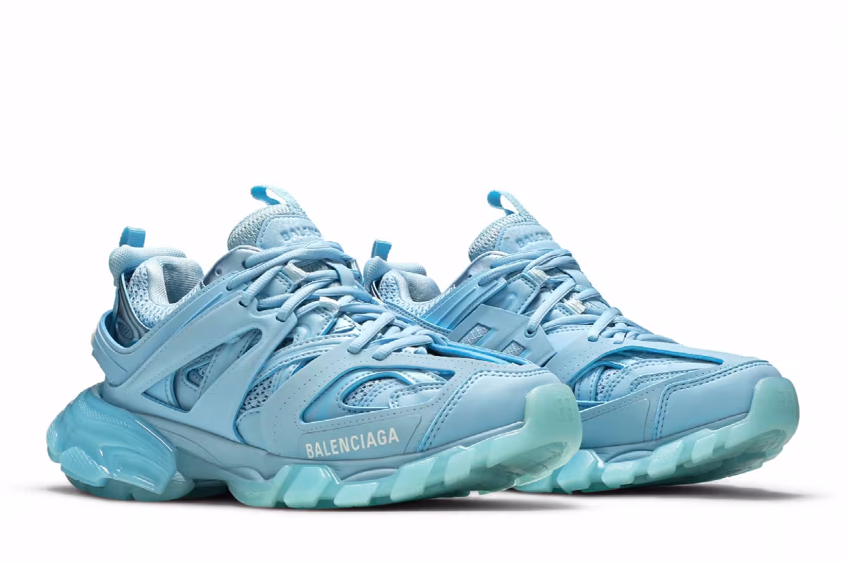 Balenciaga Women's Track Sneaker Clear Sole - Light Blue, view 9