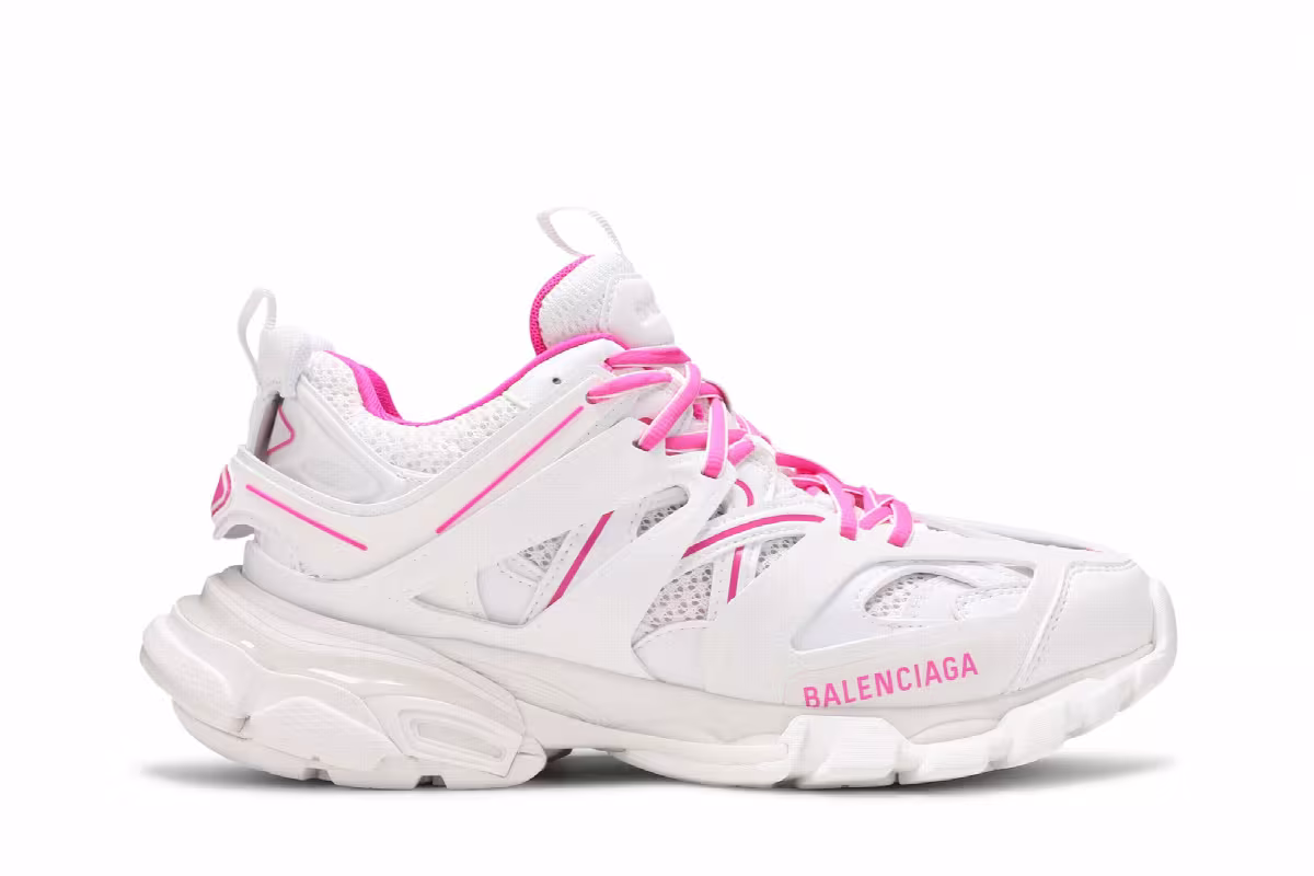 Balenciaga Women's Track Sneaker White Fluo Pink, view 2