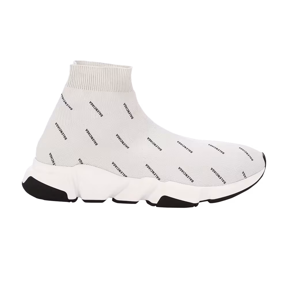 Balenciaga Women's Speed Trainer Allover Logo - Pearl Grey