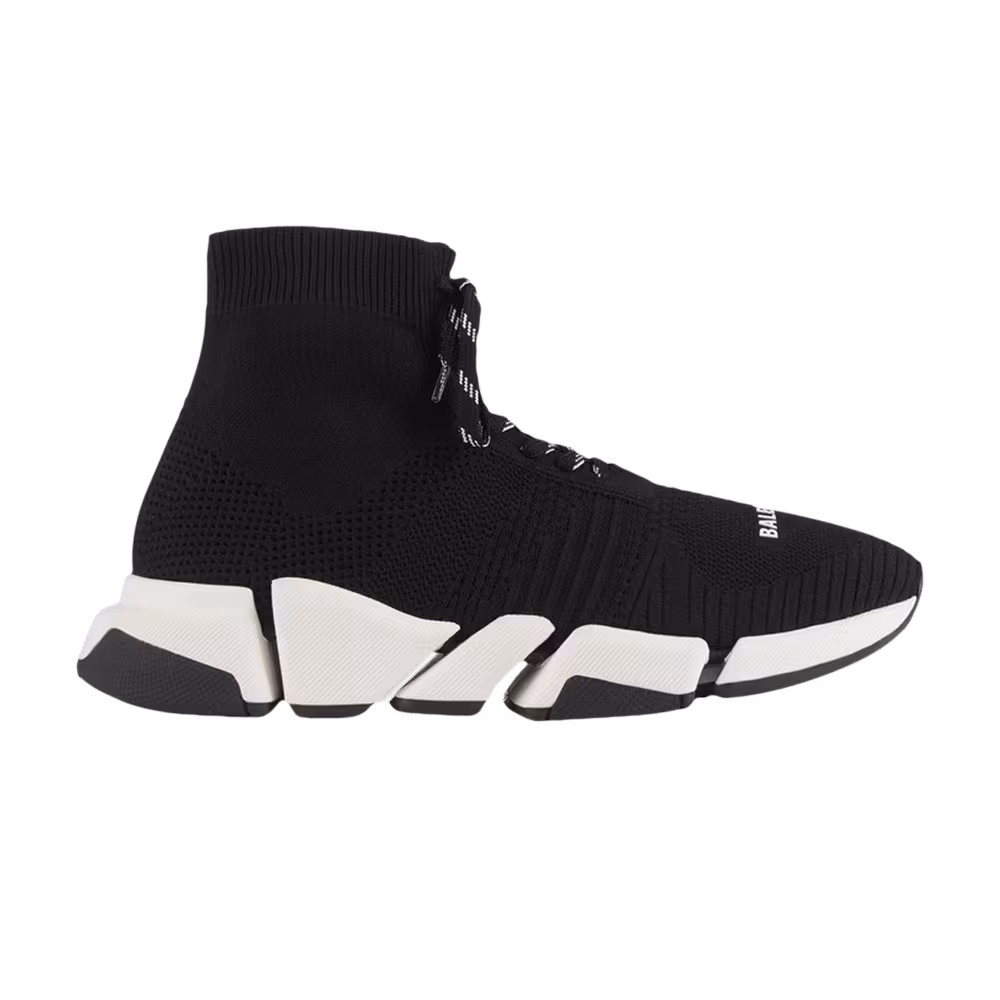 Balenciaga Speed 2 Lace Up Trainer Black White