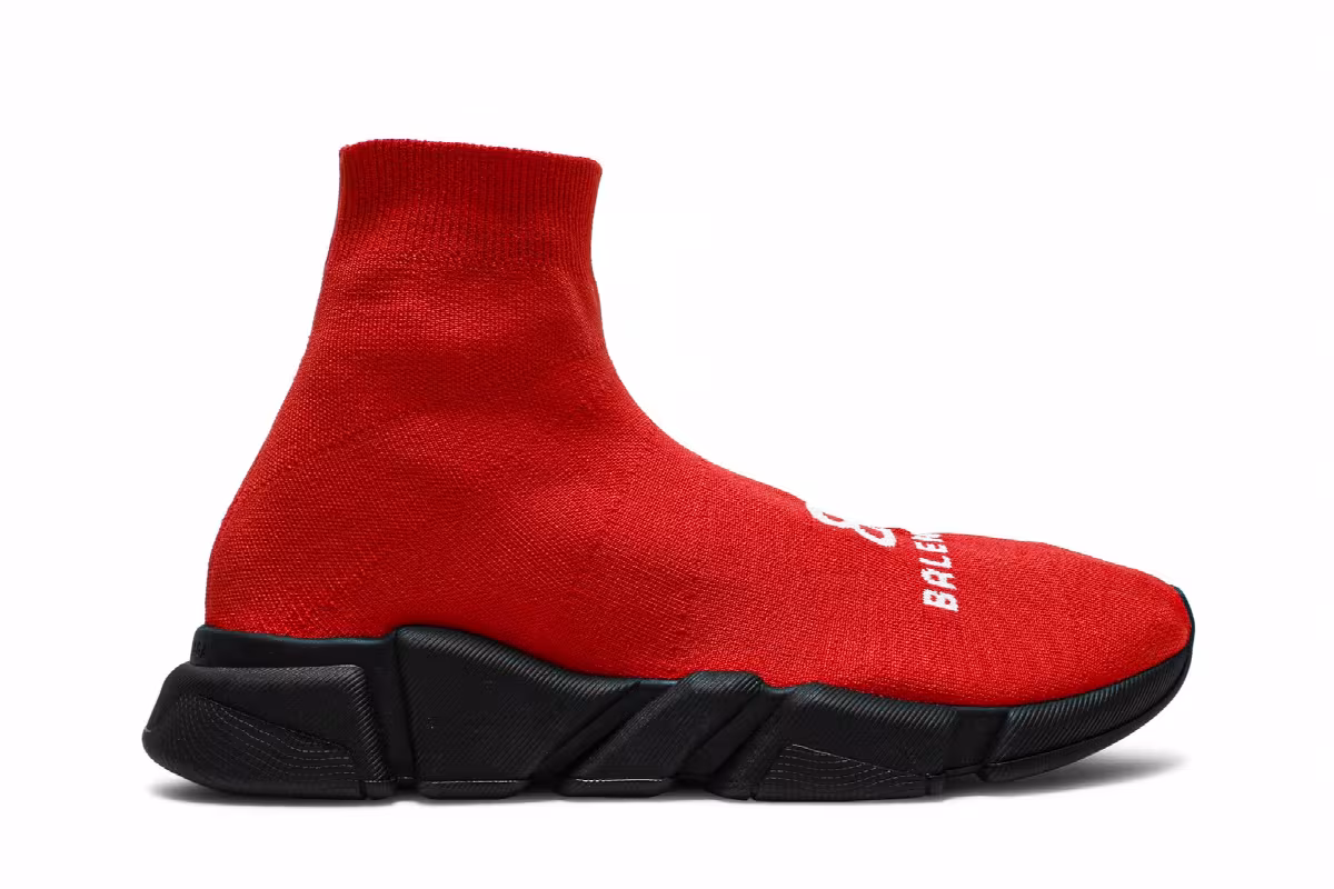 Balenciaga Recycled Speed Sneaker Red Black, view 2
