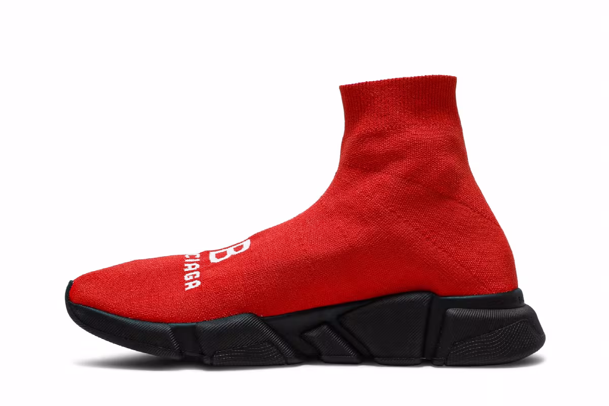 Balenciaga Recycled Speed Sneaker Red Black, view 4