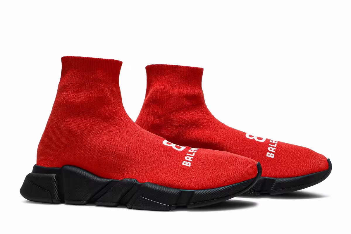 Balenciaga Recycled Speed Sneaker Red Black, view 9