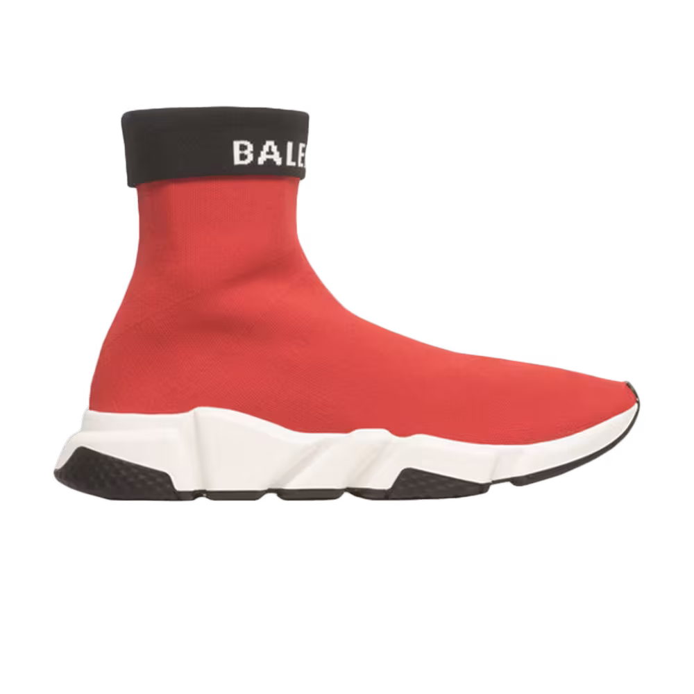 Balenciaga Speed Trainer Cuffed Red Black