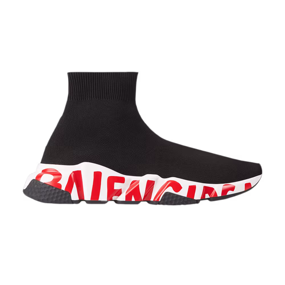 Balenciaga Women's Speed Trainer Midsole Graffiti - Black Red