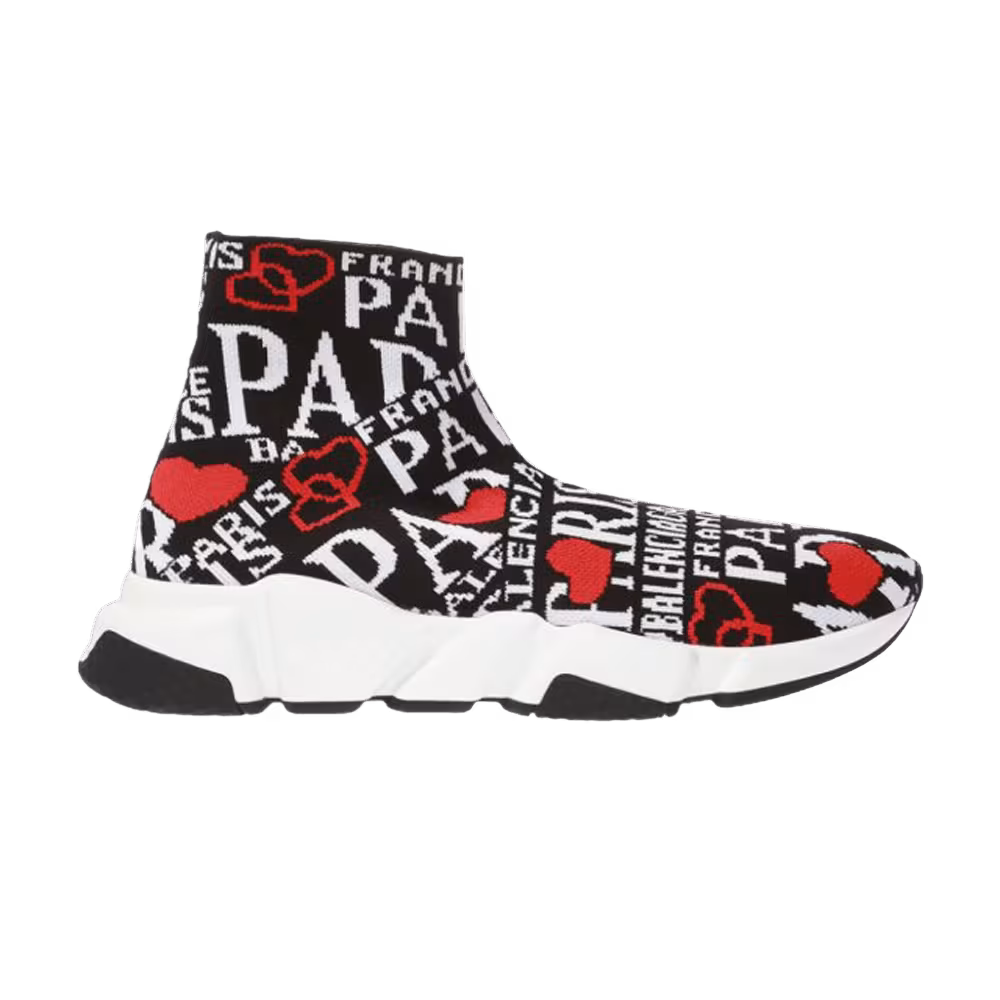 Balenciaga Women's Speed Trainer Black White Red
