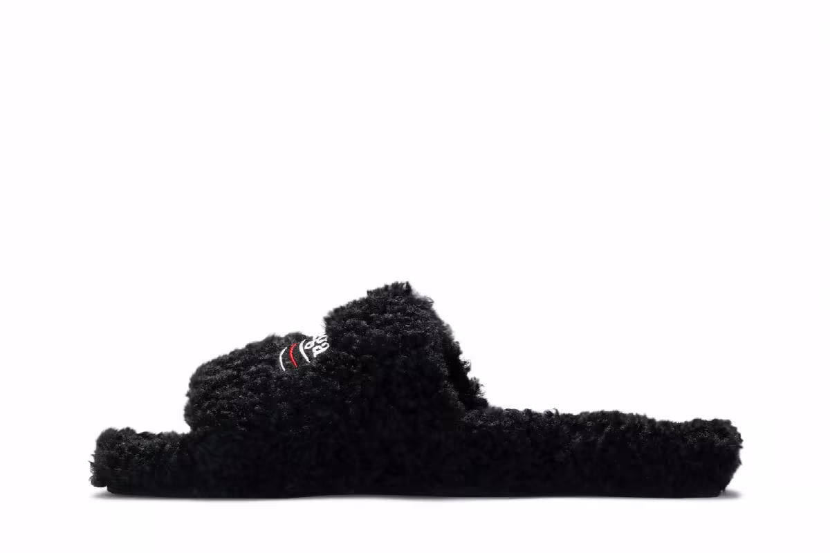 Balenciaga Furry Slides Black, view 4