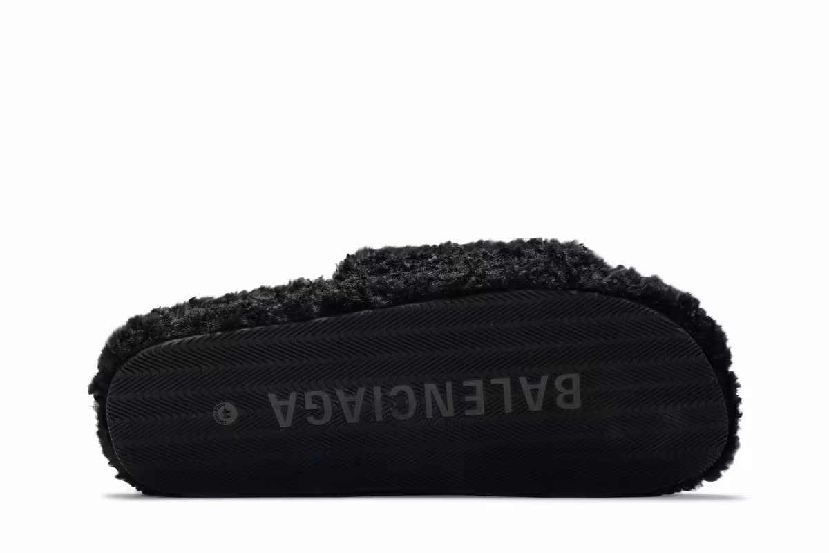 Balenciaga Furry Slides Black, view 5