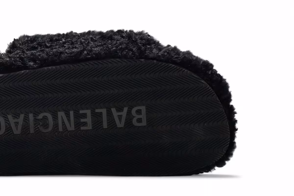 Balenciaga Furry Slides Black, view 6