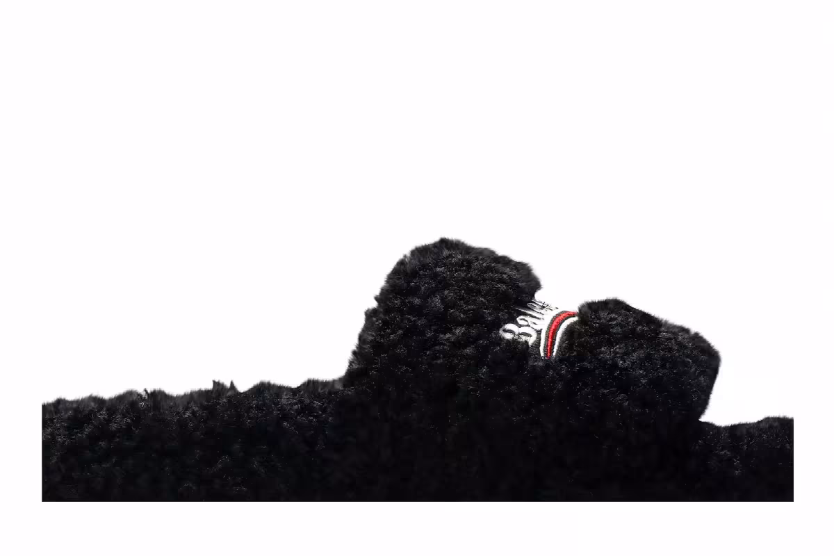 Balenciaga Women's Furry Slides Black Red, view 3
