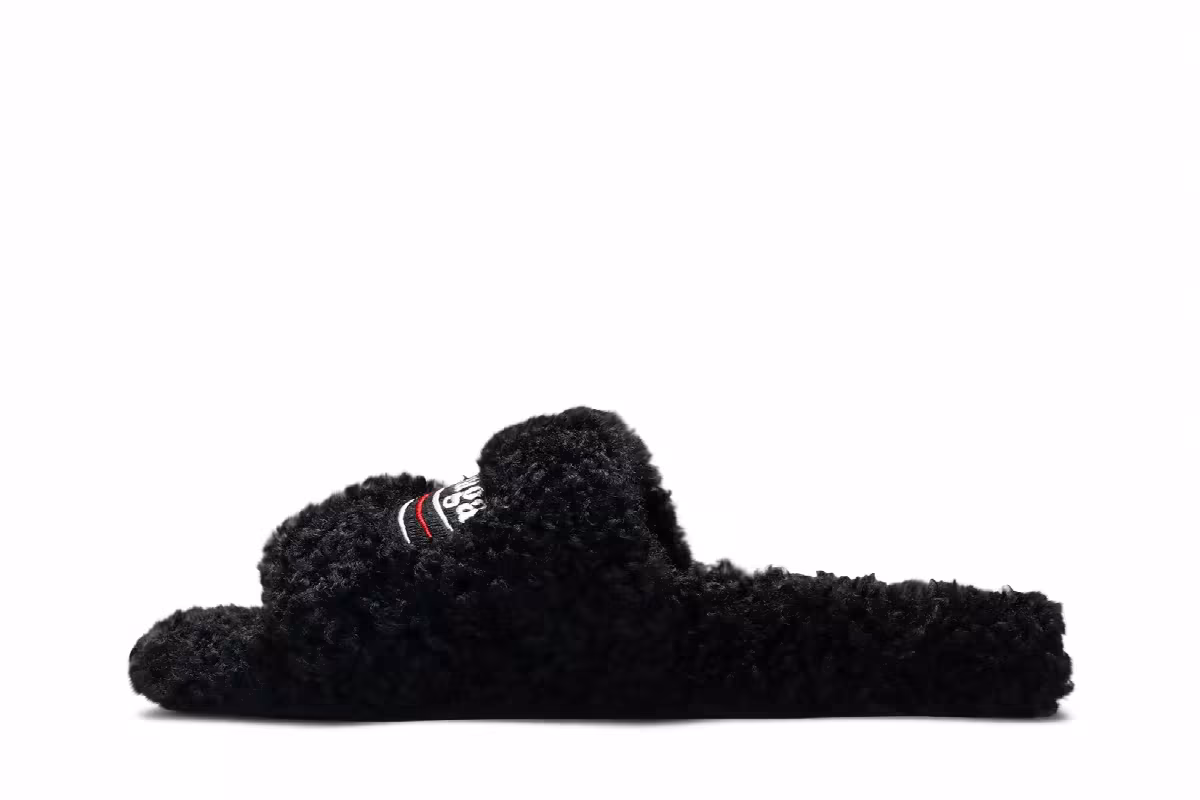 Balenciaga Women's Furry Slides Black Red, view 4