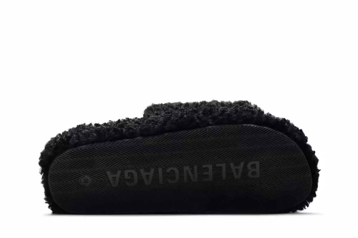 Balenciaga Women's Furry Slides Black Red, view 5