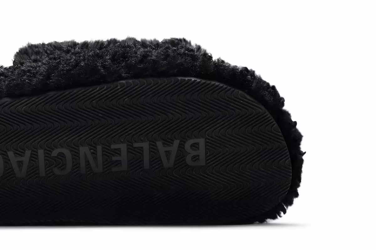 Balenciaga Women's Furry Slides Black Red, view 6