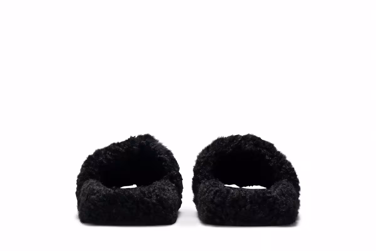Balenciaga Women's Furry Slides Black Red, view 7