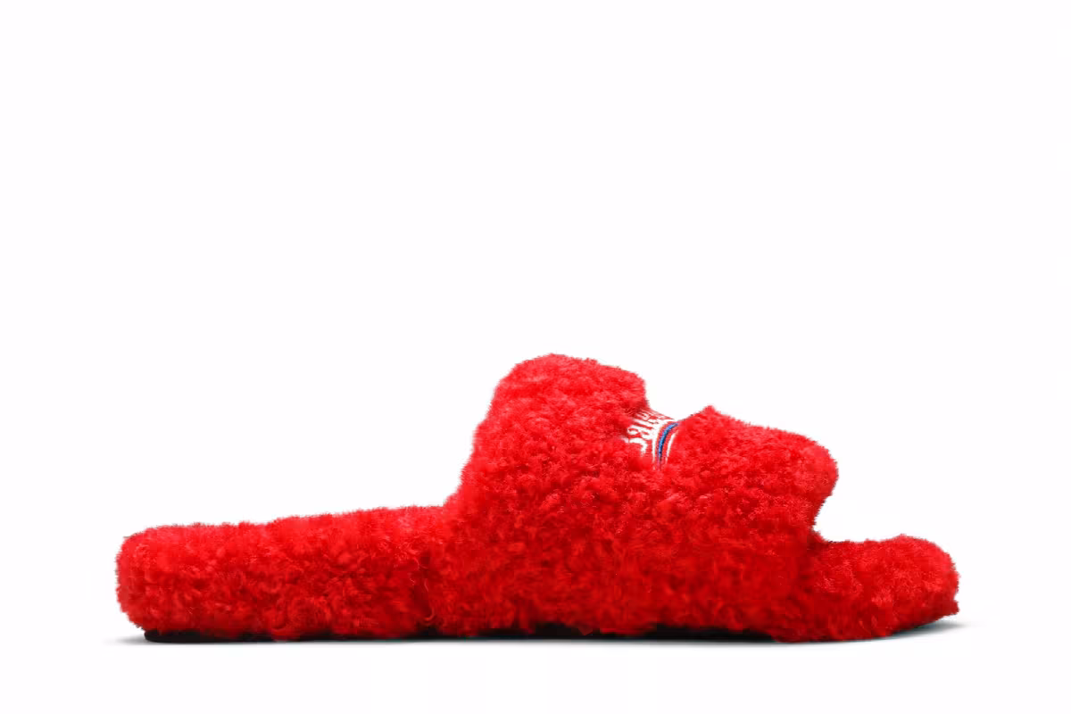 Balenciaga Women's Furry Slides Red, view 2