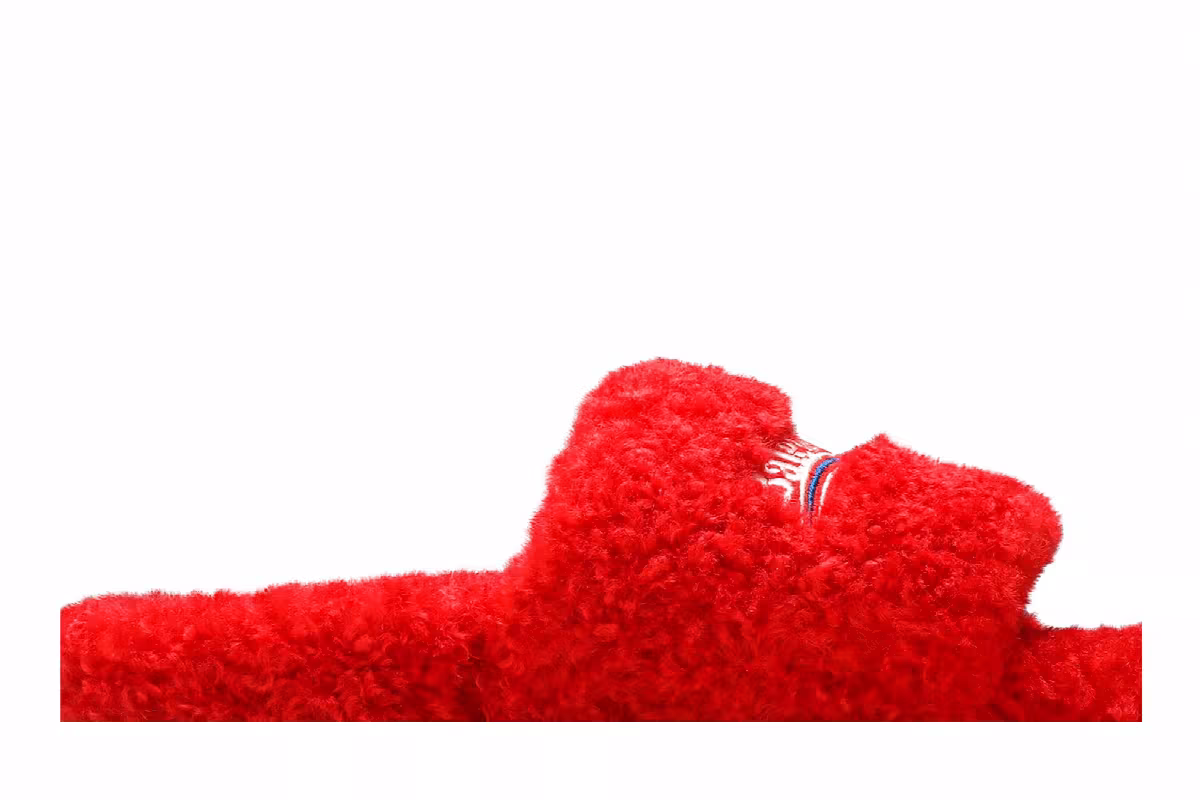 Balenciaga Women's Furry Slides Red, view 3