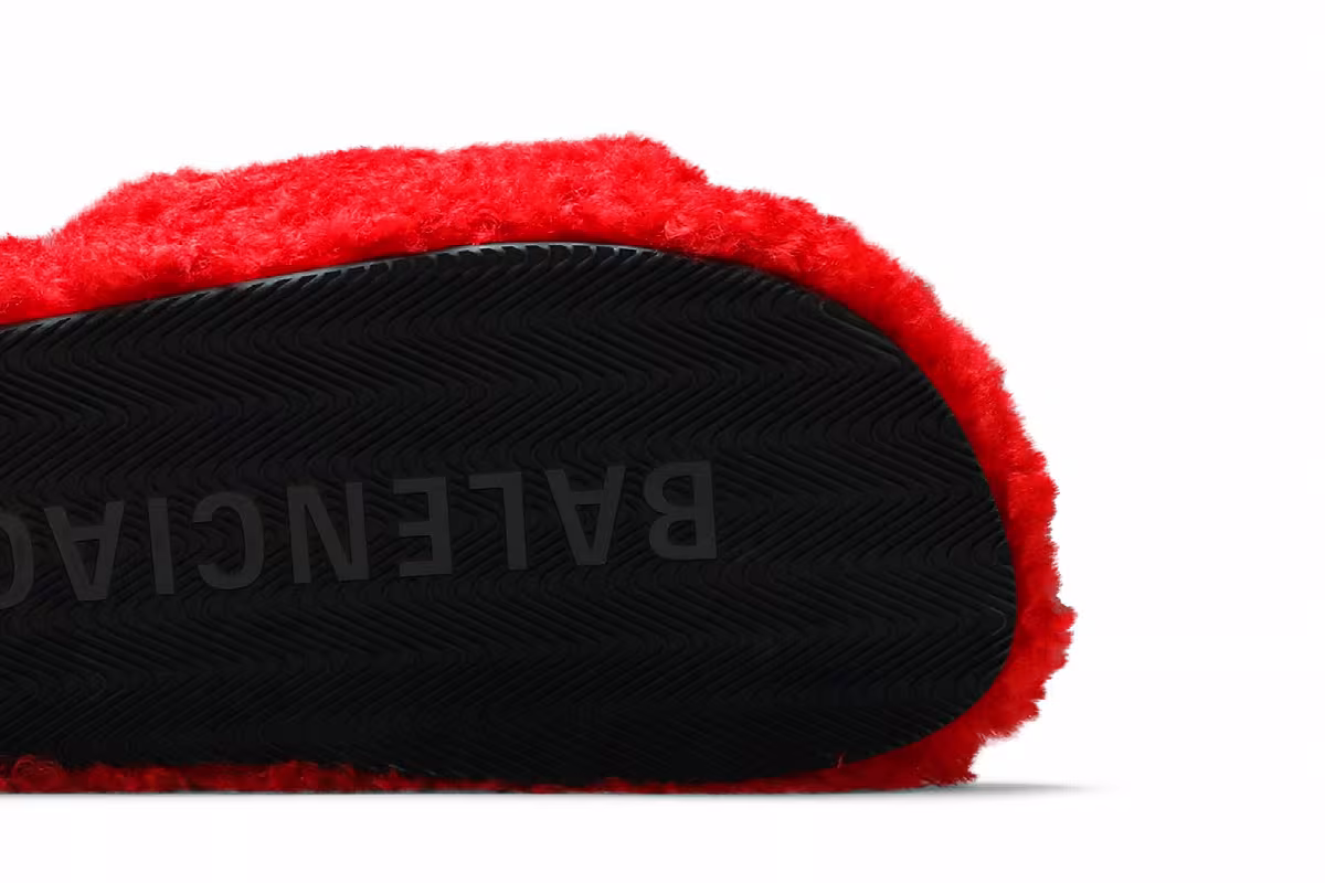 Balenciaga Women's Furry Slides Red, view 6