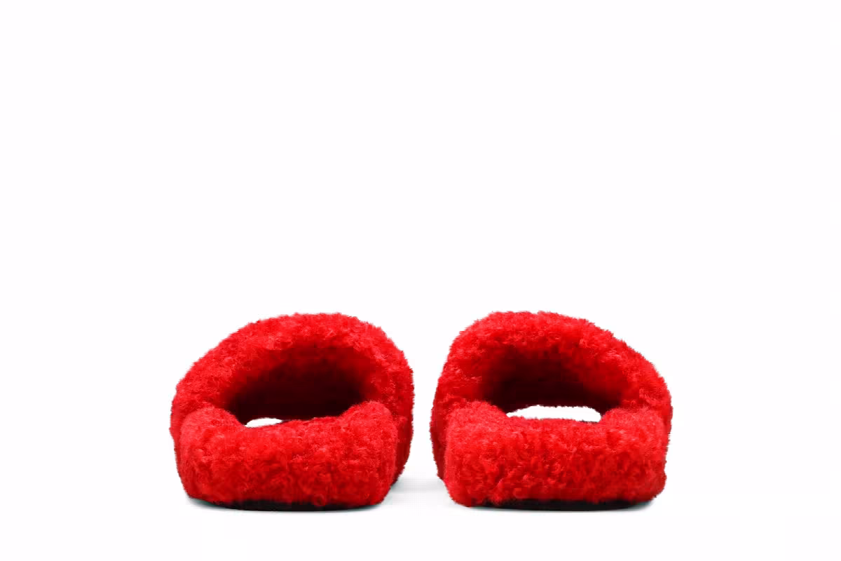 Balenciaga Women's Furry Slides Red, view 7