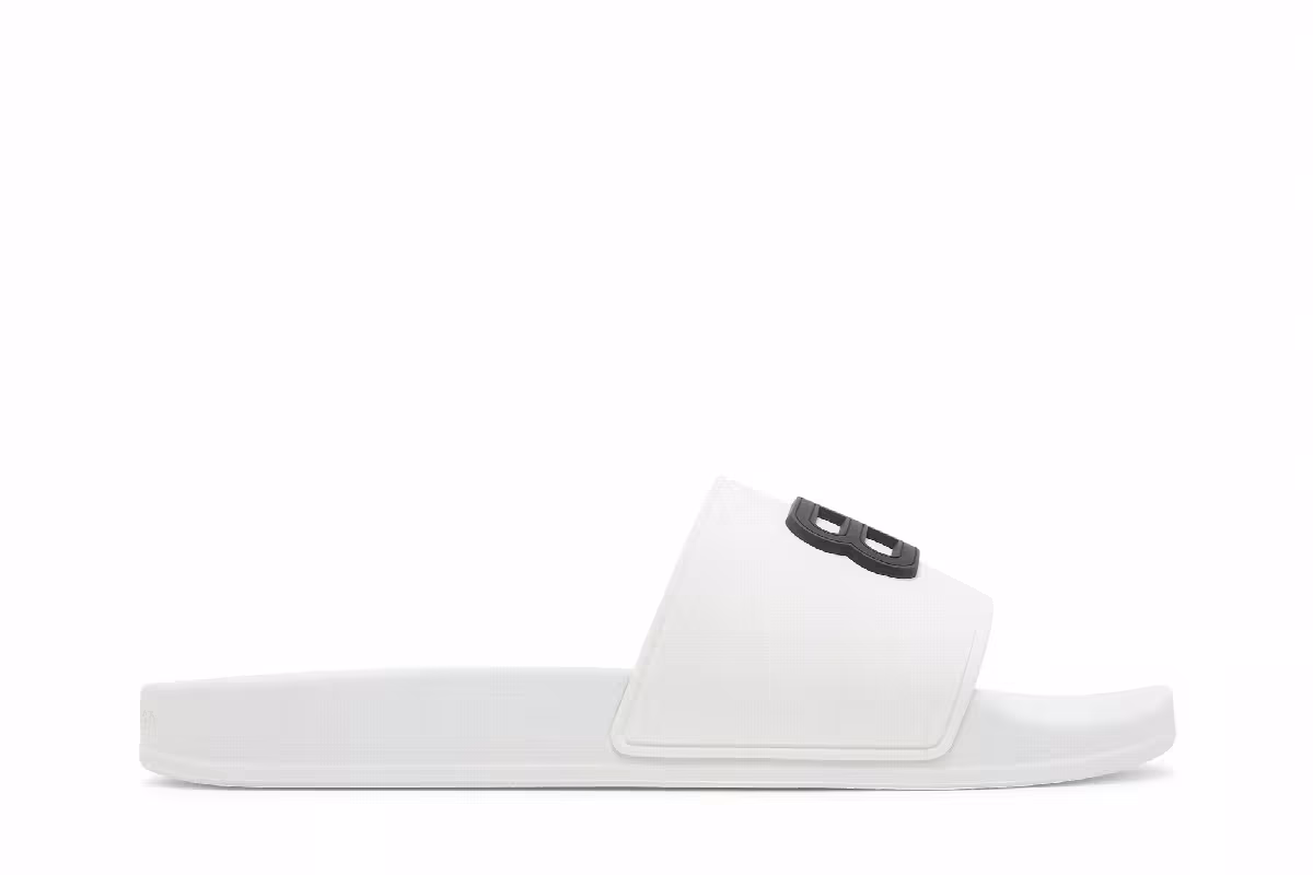 Balenciaga Pool Slides White Black, view 2