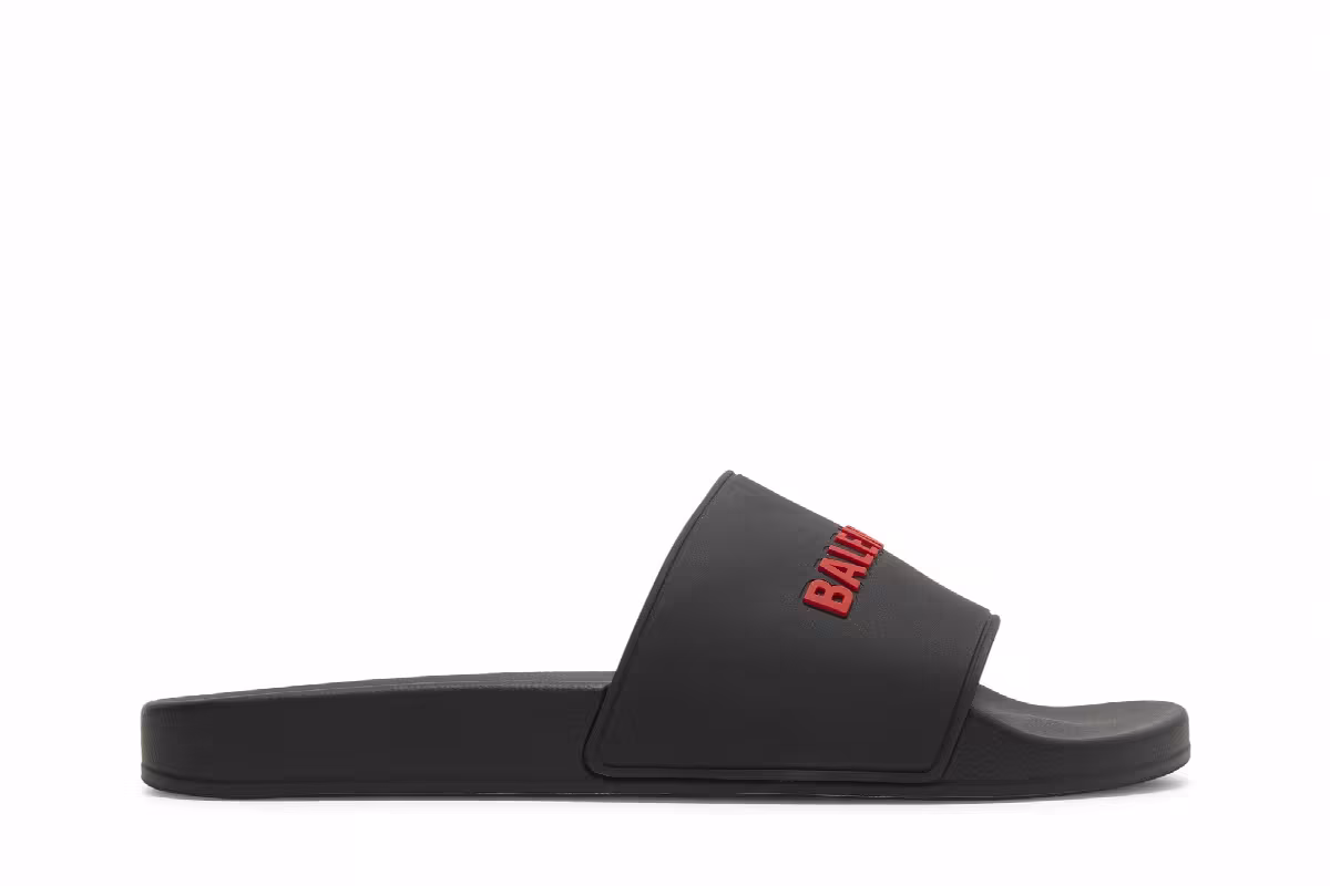 Balenciaga Pool Slides Black Red, view 2